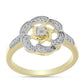 Anillo de Plata Bañada en Oro con Diamante blanco y Topacio Blanco