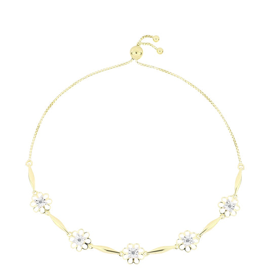 Pulsera de Plata Bañada en Oro con Diamante blanco