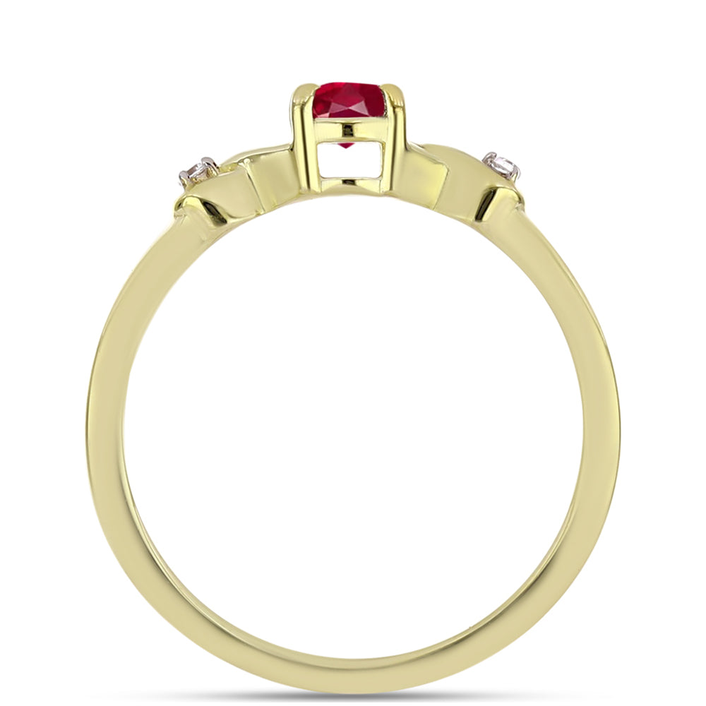 Anillo de Plata Bañada en Oro con Rubí de Madagascar y Topacio Blanco 2 