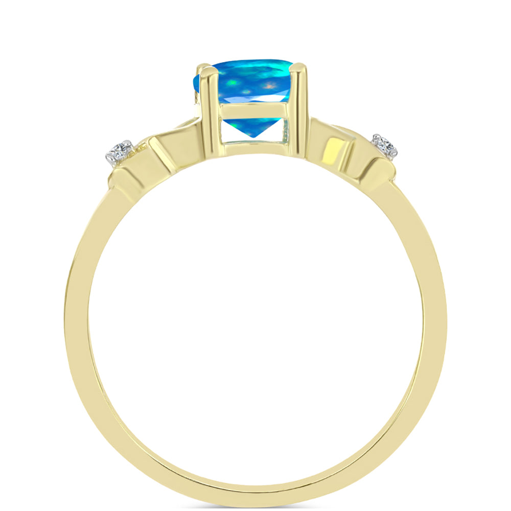 Anillo de Plata Bañada en Oro con Ópalo Paraíso de Etiopia y Topacio Blanco 2 