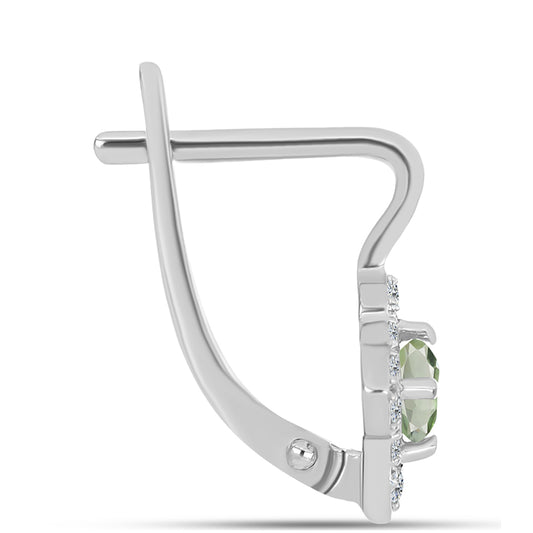 Pendientes de Plata con Amatista Verde y Topacio Blanco