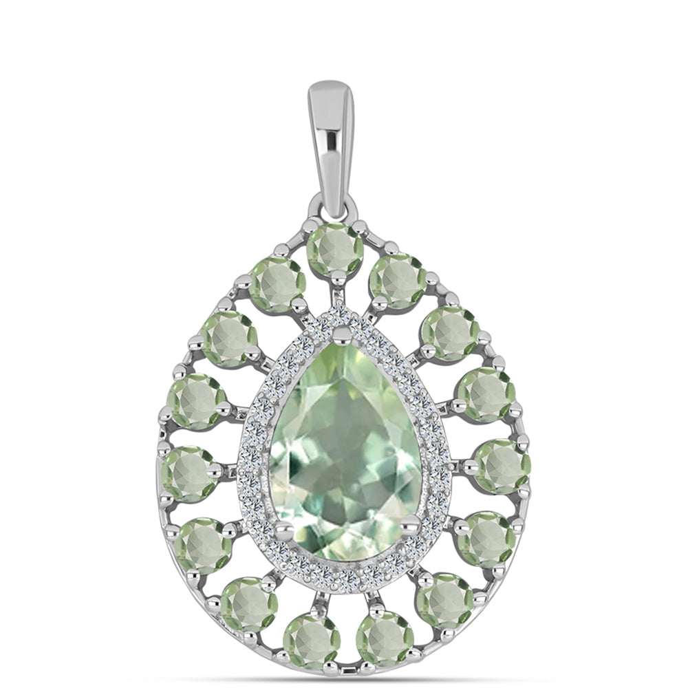 Colgante de Plata con Amatista Verde y Topacio Blanco 1 