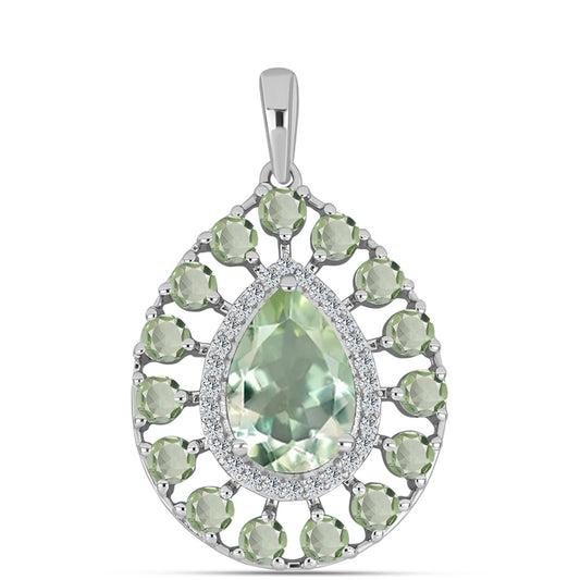 Colgante de Plata con Amatista Verde y Topacio Blanco