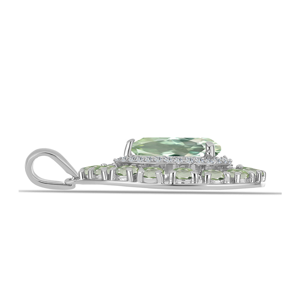 Colgante de Plata con Amatista Verde y Topacio Blanco 2 