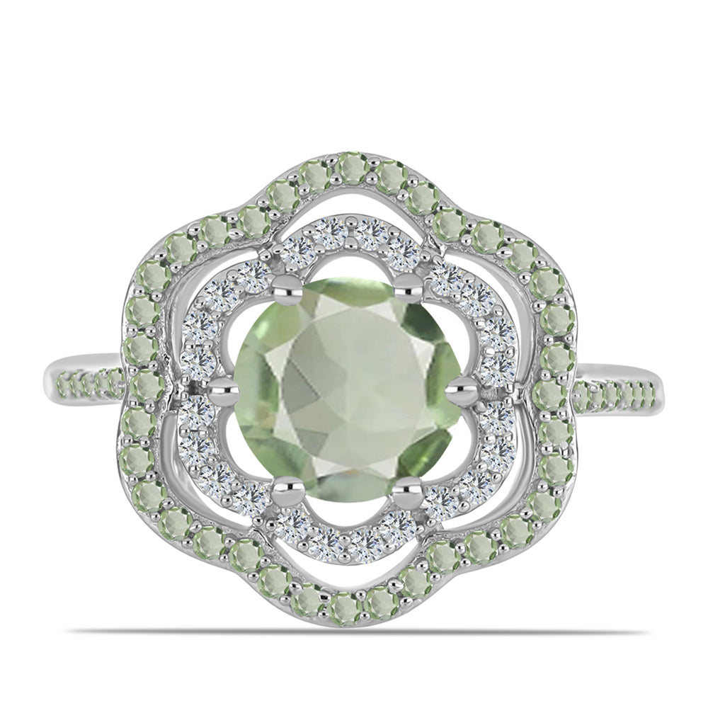 Anillo de Plata con Amatista Verde y Peridoto de Changbai 1 