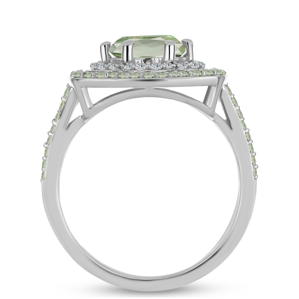 Anillo de Plata con Amatista Verde y Peridoto de Changbai