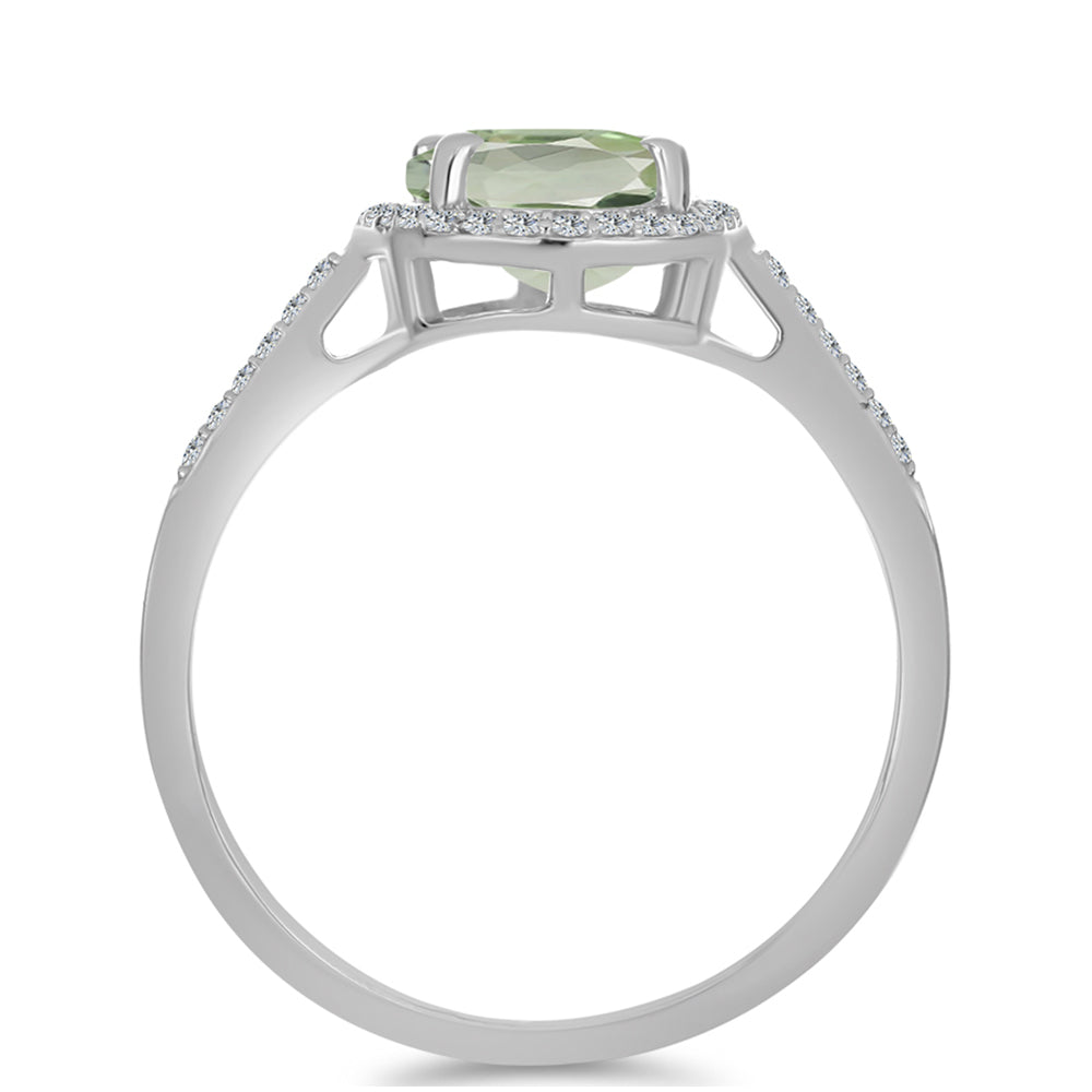 Anillo de Plata con Amatista Verde y Topacio Blanco 2 