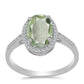 Anillo de Plata con Amatista Verde y Topacio Blanco