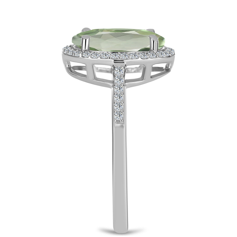 Anillo de Plata con Amatista Verde y Topacio Blanco 4 