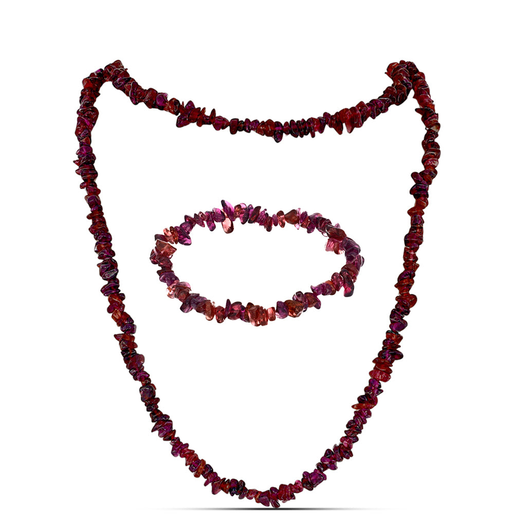 Conjunto Pepita con Granate Rodolita ( Collar +Pulsera )