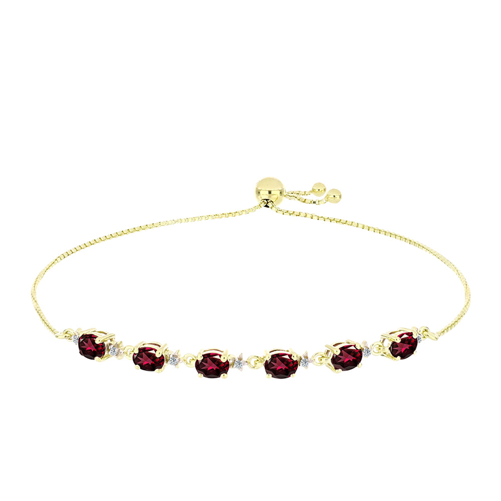 Pulsera de Plata Bañada en Oro con Granate Rodolita y Topacio Blanco 1 