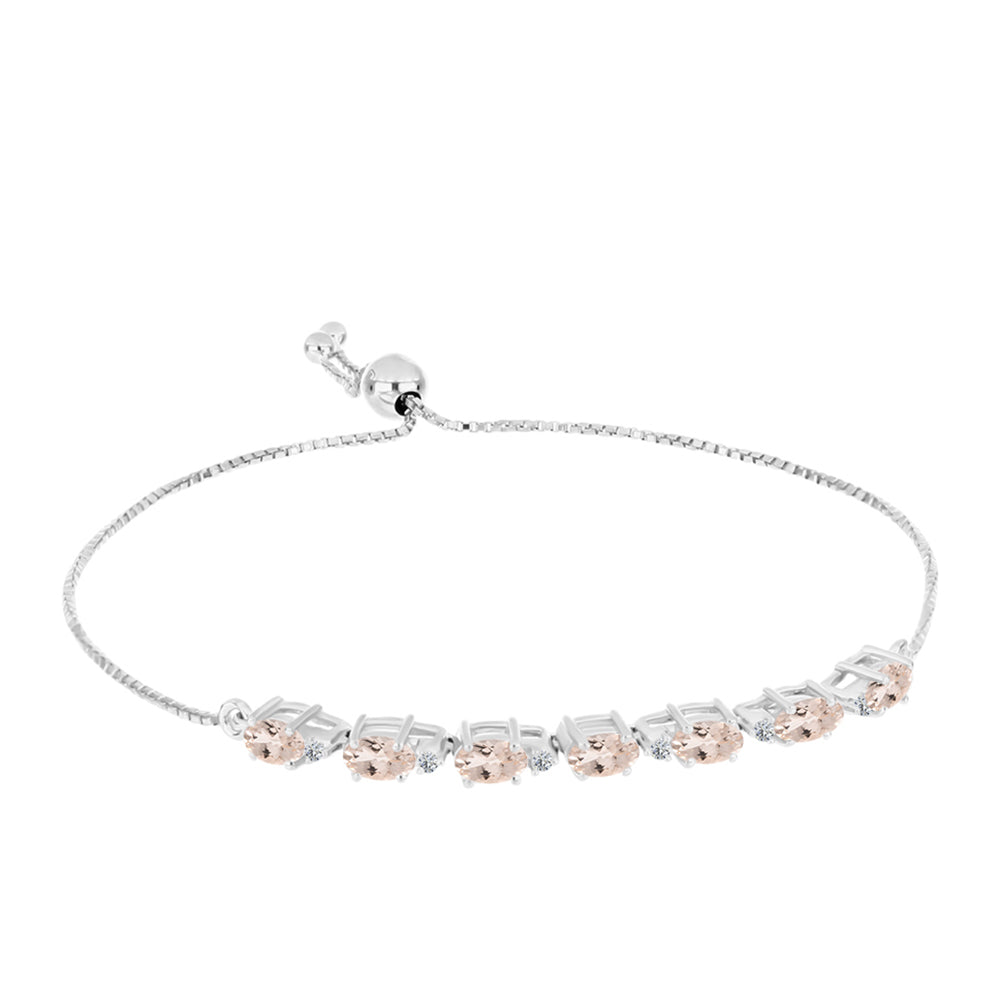 Pulsera de Plata con Morganita de Gozareh y Topacio Blanco 1 
