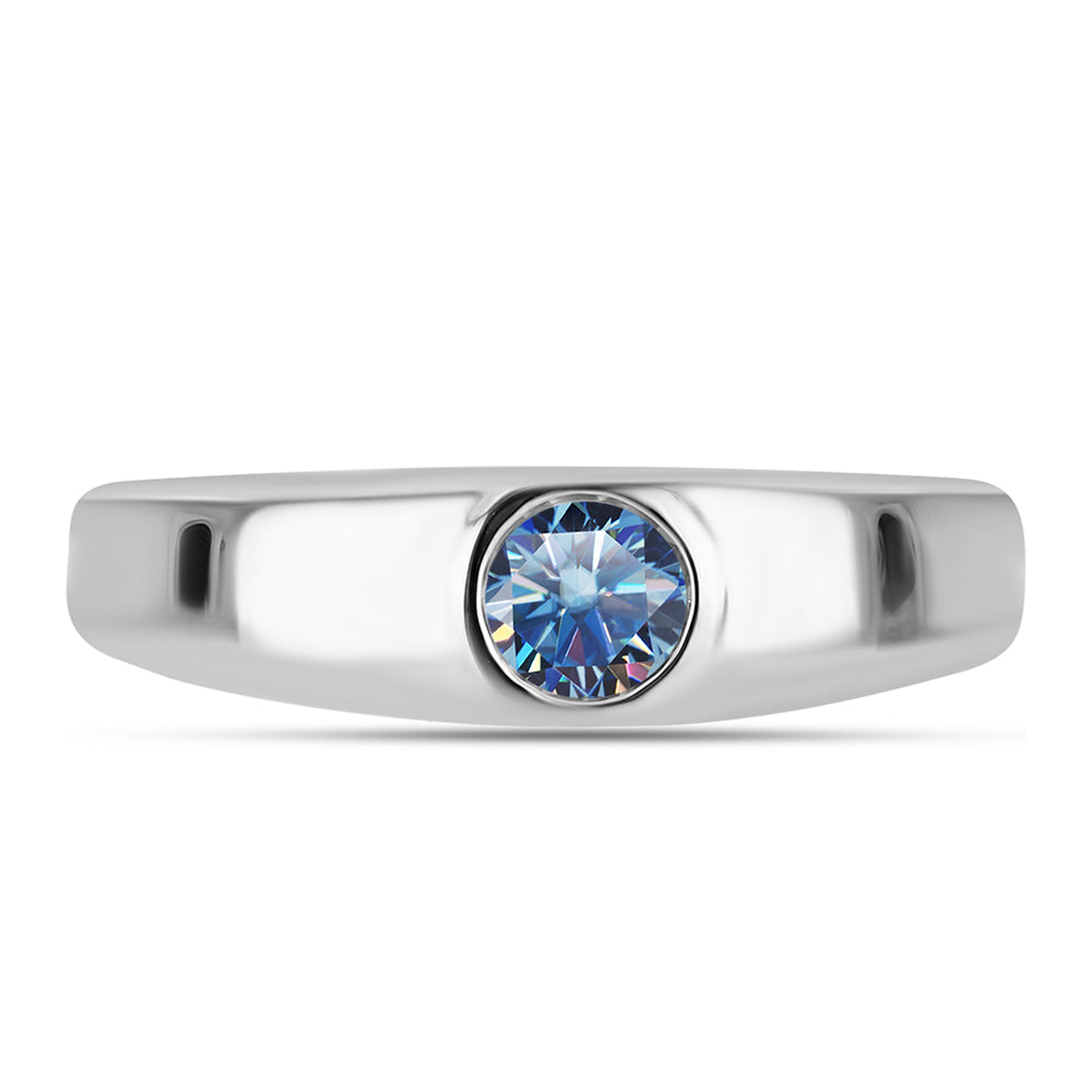 Anillo de Plata con Moisanita azul océano 1 