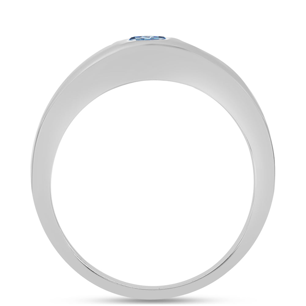 Anillo de Plata con Moisanita azul océano