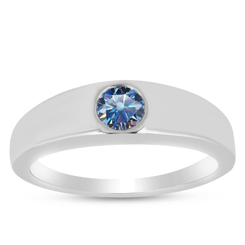 Anillo de Plata con Moisanita azul océano