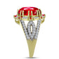 Anillo de Plata Bañada en Oro con Ágata Roja y Zircón Blanco