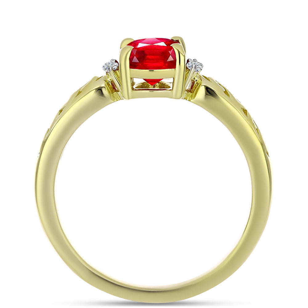 Anillo de Plata Bañada en Oro con Ágata Roja y Topacio Blanco 3 