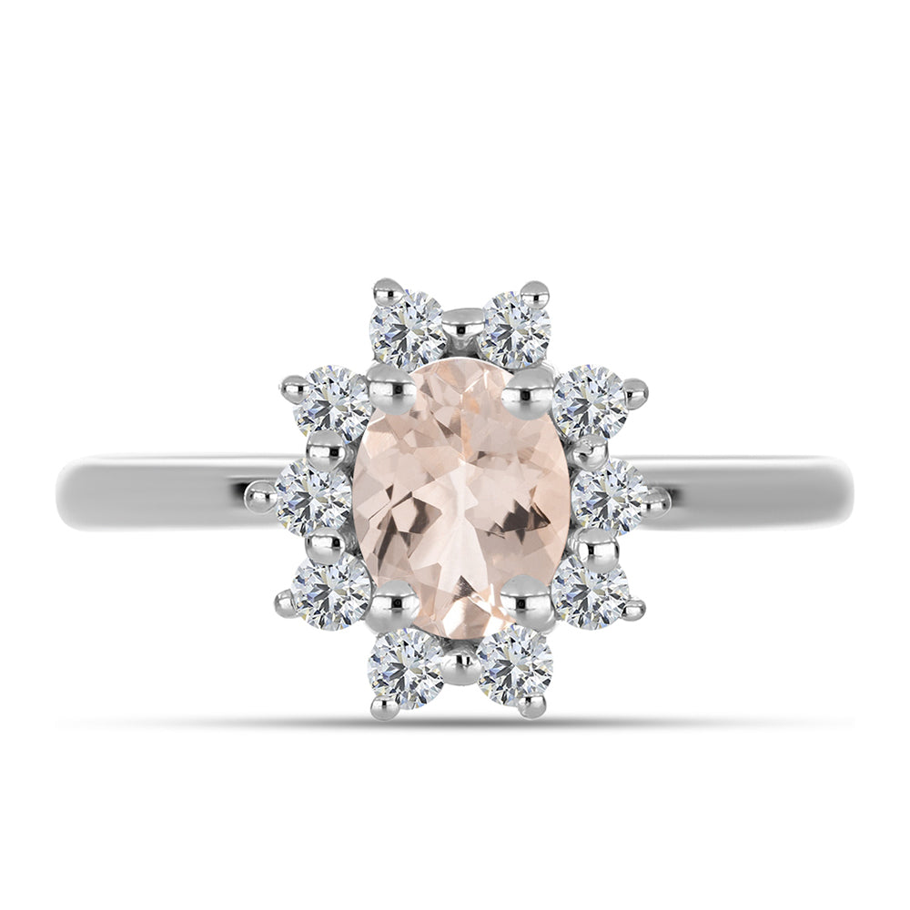 Anillo de Plata con Morganita de Gozareh y Topacio Blanco