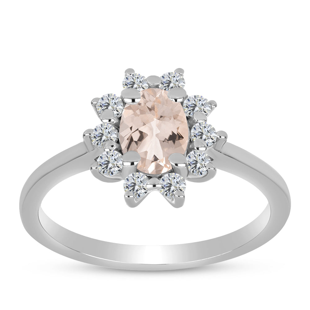 Anillo de Plata con Morganita de Gozareh y Topacio Blanco