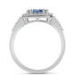 Anillo de Plata con Moisanita azul océano y Topacio Blanco