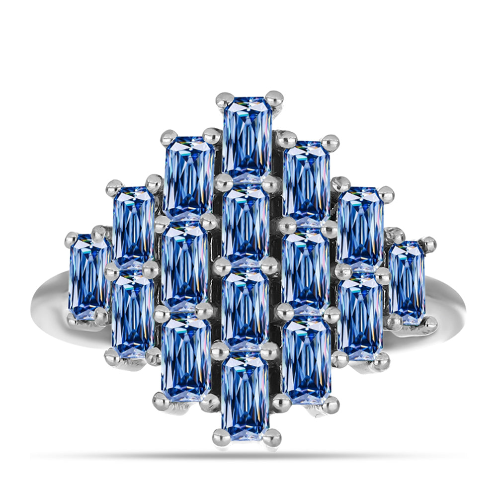Anillo de Plata con Moisanita azul océano 1 