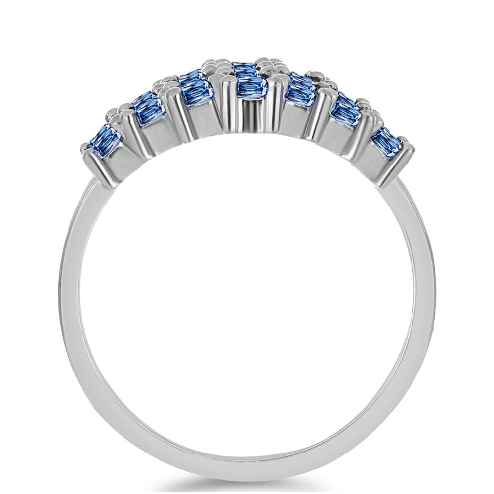 Anillo de Plata con Moisanita azul océano