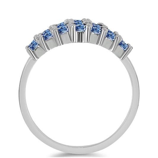 Anillo de Plata con Moisanita azul océano