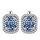 Pendientes de Plata con Moisanita azul océano y Topacio Blanco