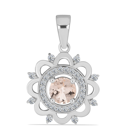 Colgante de Plata con Morganita de Gozareh y Topacio Blanco