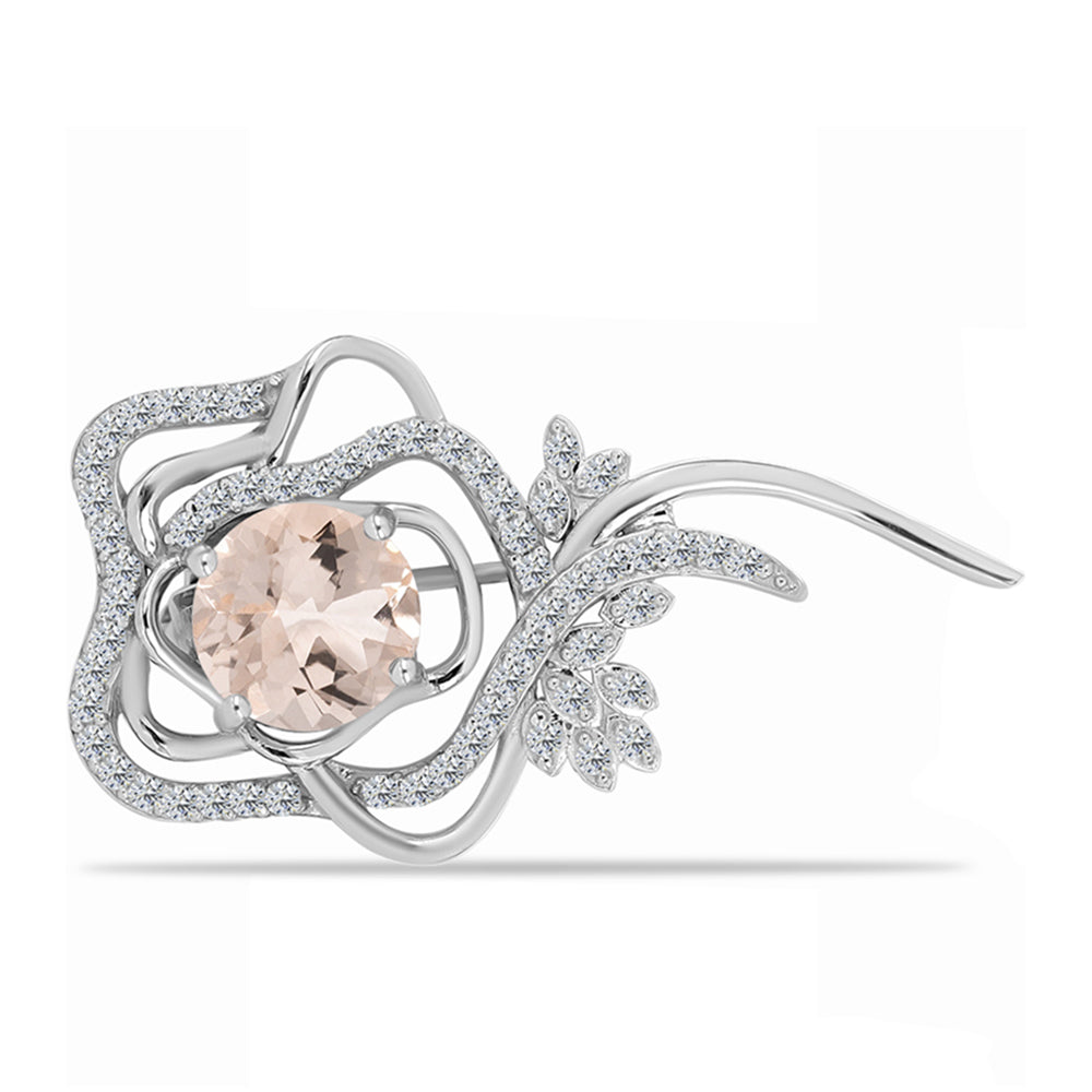 Broche de Plata con Morganita de Gozareh y Topacio Blanco 1 