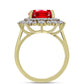 Anillo de Plata Bañada en Oro con Ágata Roja y Topacio Blanco