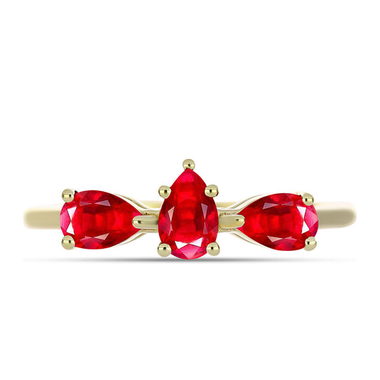 Anillo de Plata Bañada en Oro con Ágata Roja