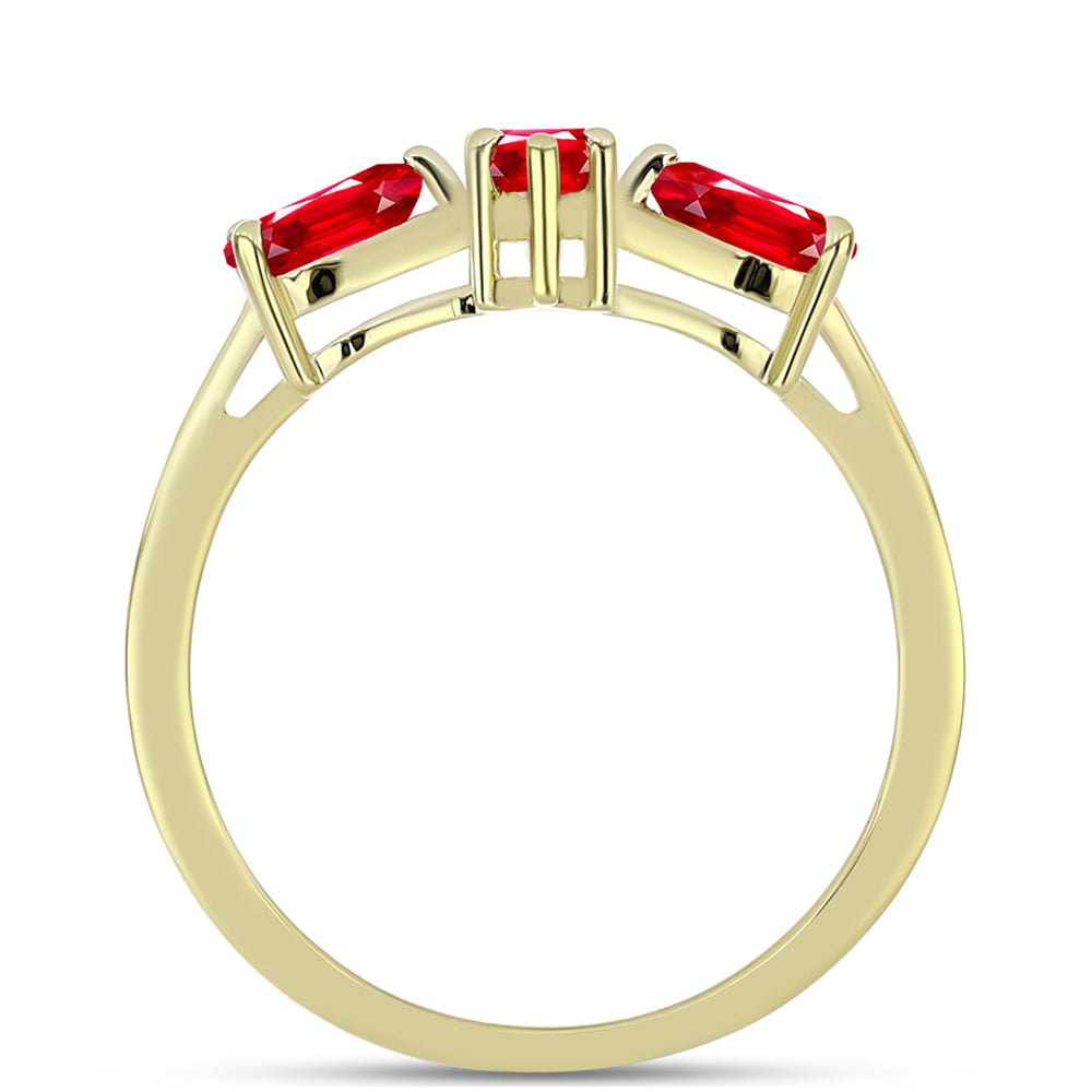 Anillo de Plata Bañada en Oro con Ágata Roja