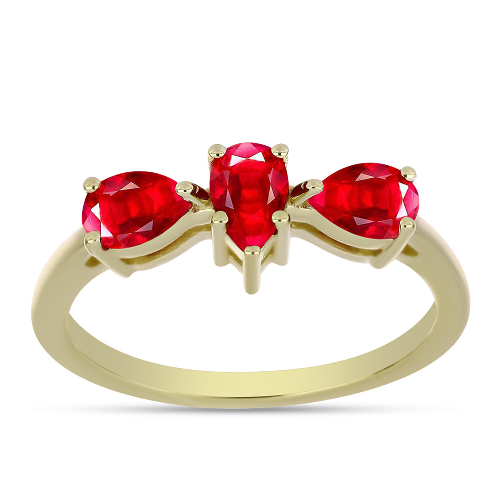 Anillo de Plata Bañada en Oro con Ágata Roja