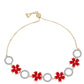 Pulsera de Plata Bañada en Oro con Ágata Roja y Topacio Blanco