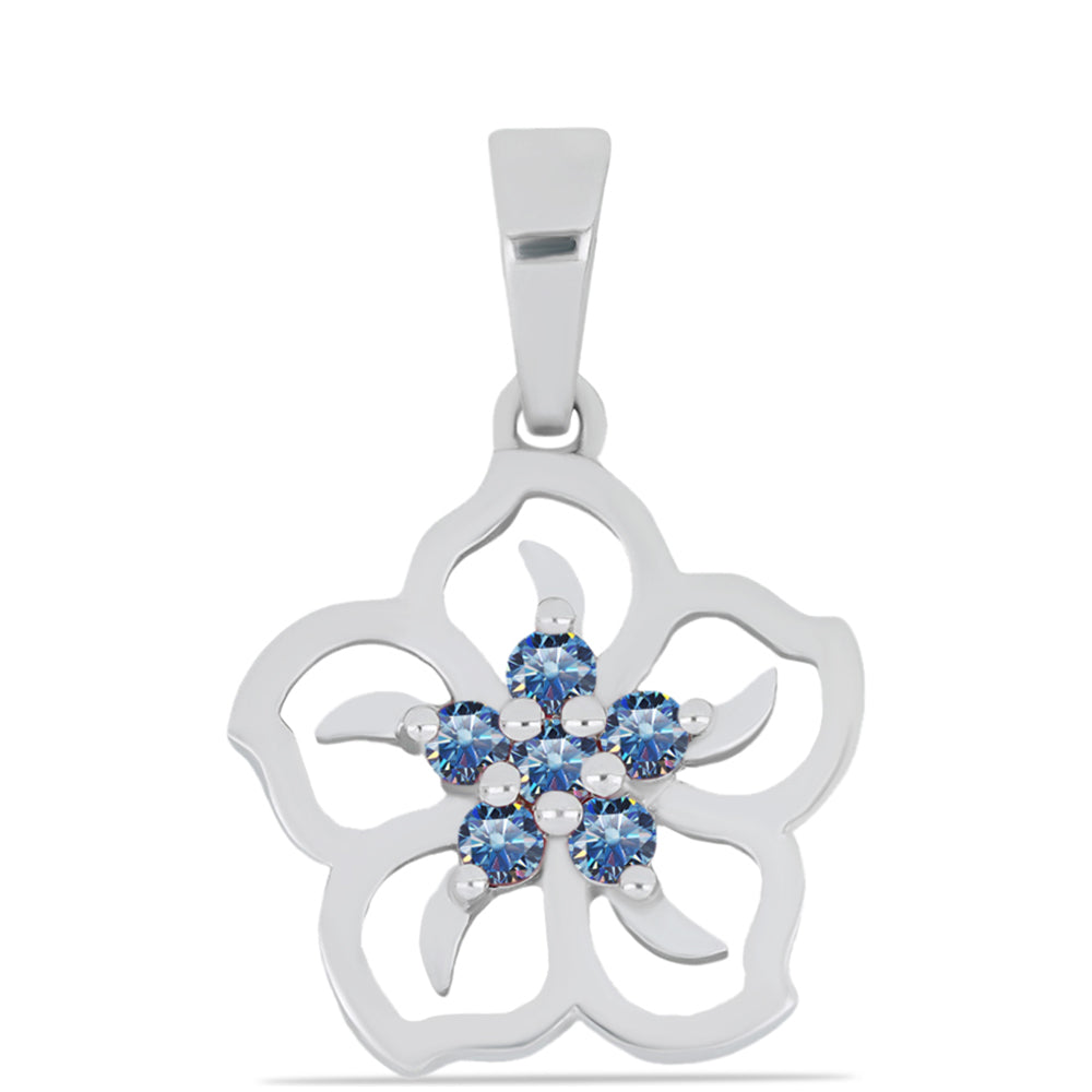 Colgante de Plata con Moisanita azul océano