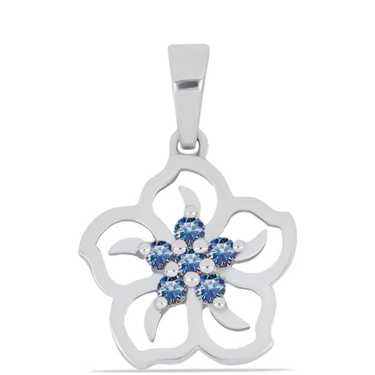 Colgante de Plata con Moisanita azul océano