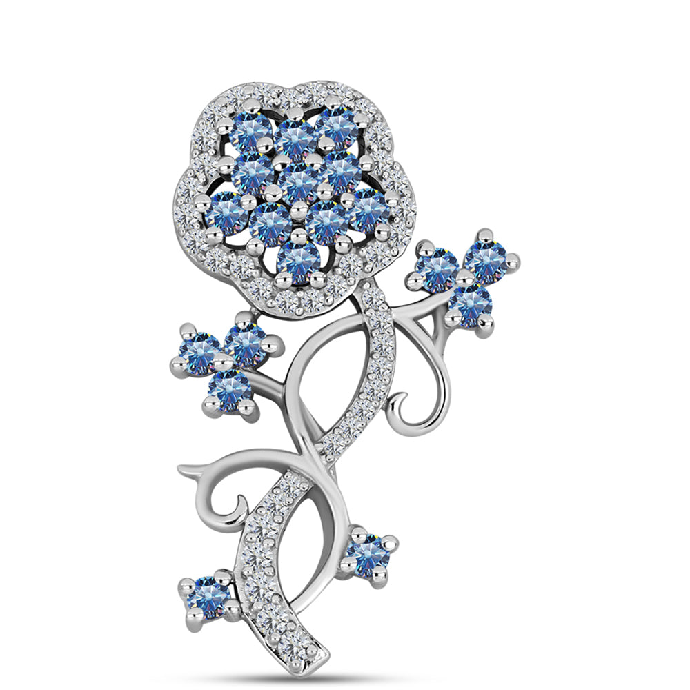 Colgante de Plata con Moisanita azul océano y Topacio Blanco