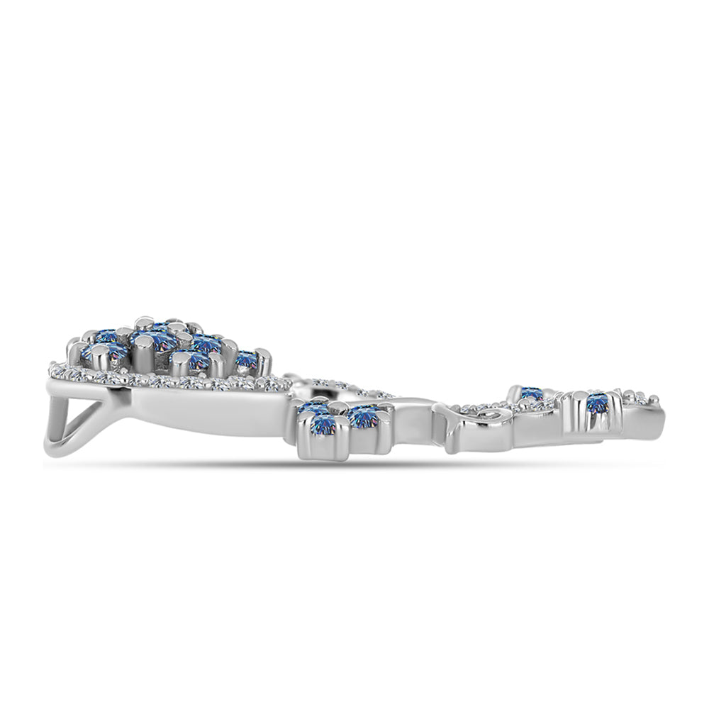 Colgante de Plata con Moisanita azul océano y Topacio Blanco 2 