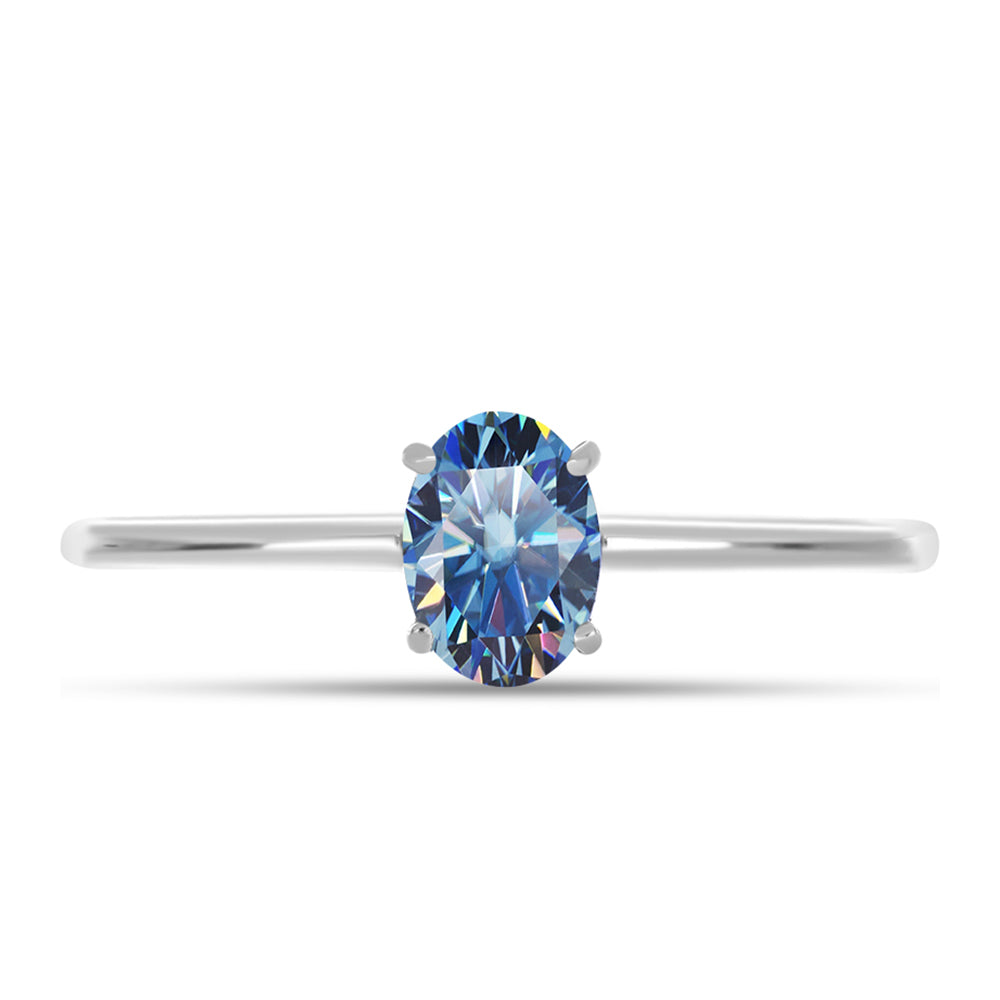 Anillo de Plata con Moisanita azul océano