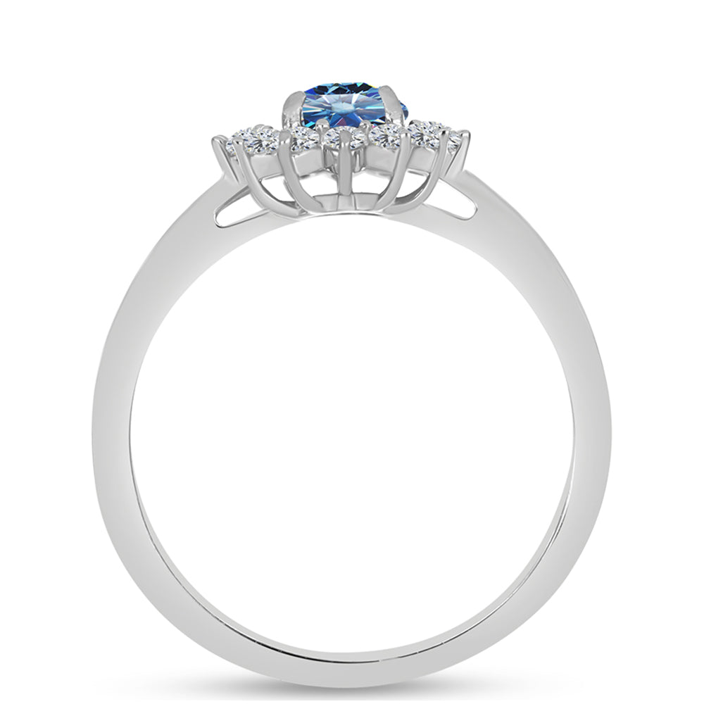 Anillo de Plata con Moisanita azul océano