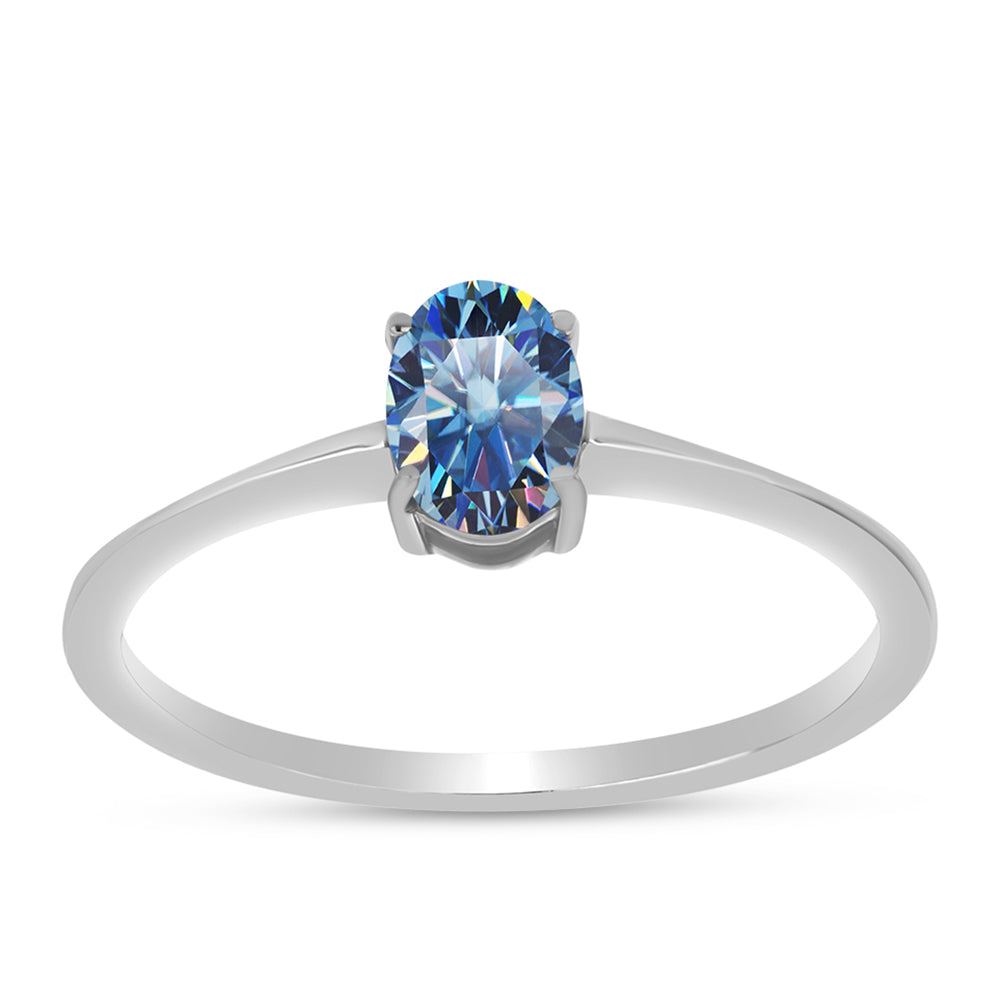 Anillo de Plata con Moisanita azul océano 3 