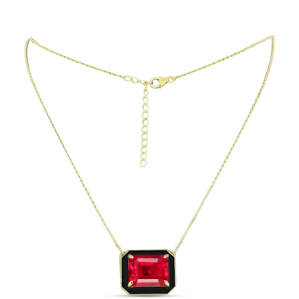Collar de Plata Bañada en Oro con Ágata Roja 1 