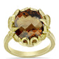 Anillo de Plata Bañada en Oro con Cuarzo Coñac