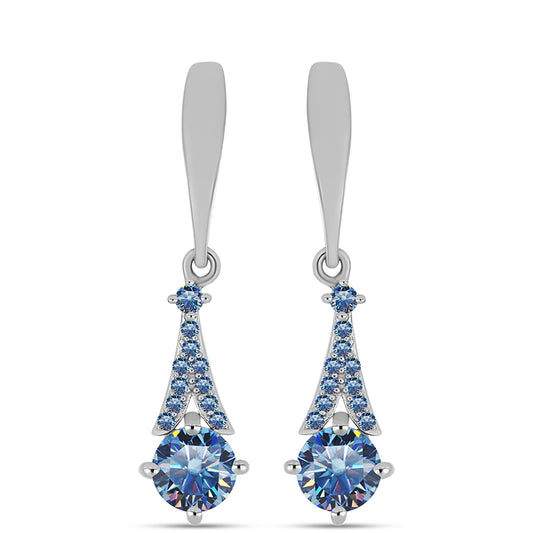 Pendientes de Plata con Moisanita azul océano