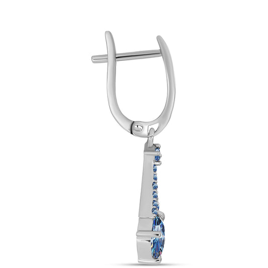 Pendientes de Plata con Moisanita azul océano