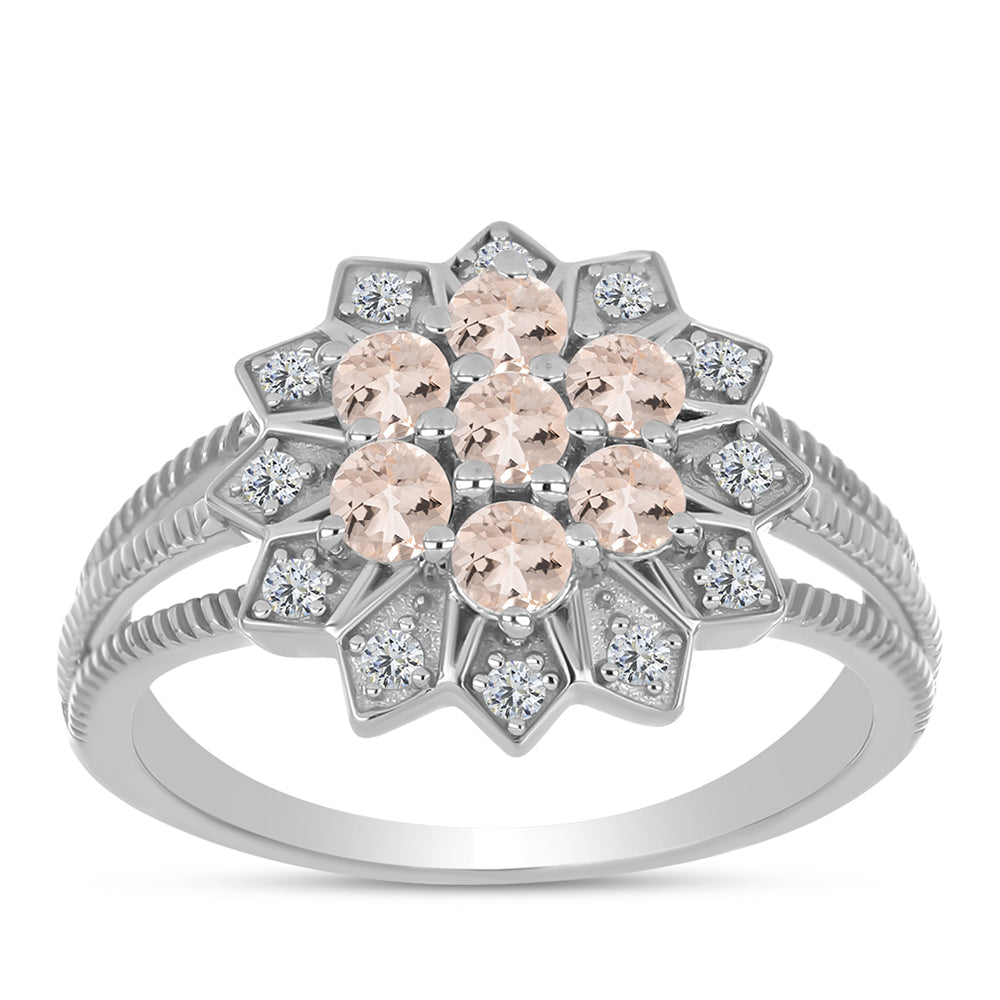 Anillo de Plata con Morganita de Gozareh y Topacio Blanco 3 