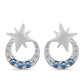 Pendientes de Plata con Moisanita azul océano y Topacio Blanco