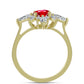 Anillo de Plata Bañada en Oro con Ágata Roja y Topacio Blanco