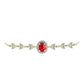 Pulsera de Plata Bañada en Oro con Ágata Roja y Topacio Blanco